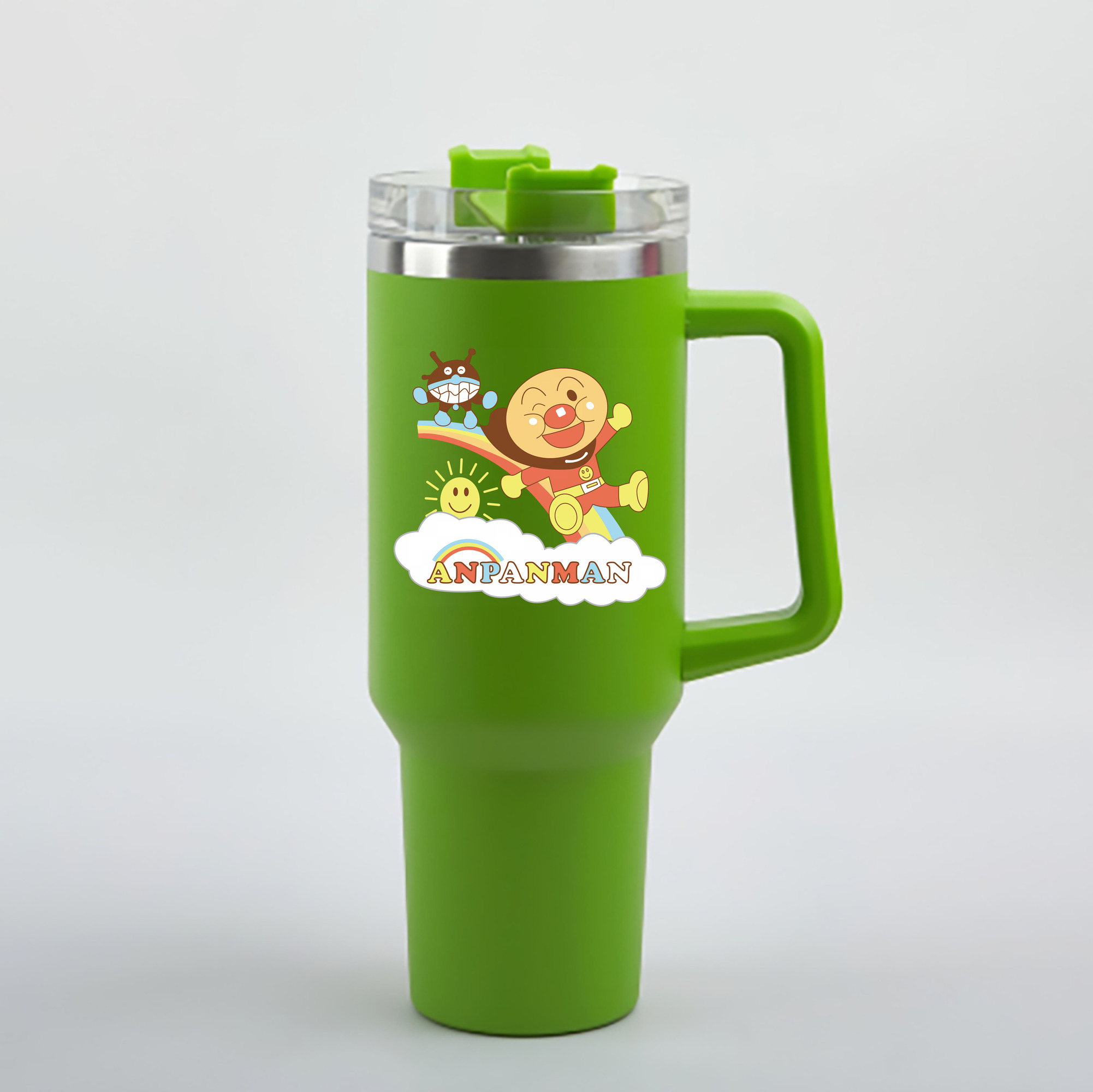 （画像用） アンパンマン Anpanman 1200mL車用タンブラー - クリスタルステッカー（プラスチックストロー付き）